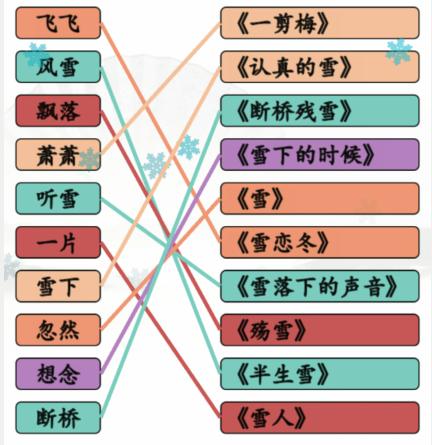 《汉字找茬王》雪之歌连线有雪的歌曲通关攻略