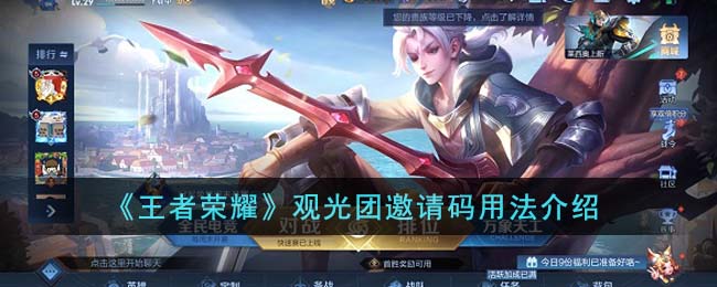 《王者荣耀》观光团邀请码用法介绍